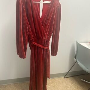 Ali and Jay  - Elegant Rust Velvet Wrap Dress